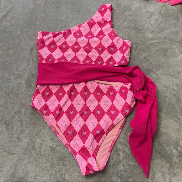 Beach Riot Pink Argyle One Piece Swimsuit - Picture 5 of 10